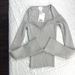 H&M Gray Silver Ribbed Sweater Blouse Photo 1