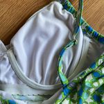 Lands' End  Blue and White Ruched Tie Front Tankini swimsuit Top SZ 12 Photo 4