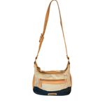 Stone Mountain USA‎ Canvas Spectator 2 Zip Hobo with Leather Trim Blue Tan Purse Photo 1