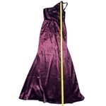 Lulus NWT  Women's On the Guest List Burgundy Satin One-Shoulder Maxi Dress S Photo 5