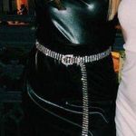 Blu Spero One Shoulder Black Leather Dress Mini Dress Photo 0