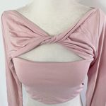 New SER.O.YA Ellis Twisted Cutout Front Long Sleeve Crop Top Pink Size Large Photo 5