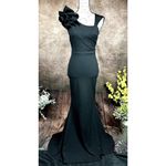 LuLus Lucette Black Sleeveless Ruffled Mermaid Gown XS Photo 1