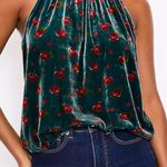 Loft Green velvet shirred Halter Tank Top Sleeveless Relaxed Medium Photo 0