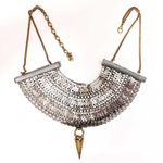 Sam Edelman NEW - Two-Tone Silver & Gold Fringe Spike Bib Collar Statement Necklace Photo 2