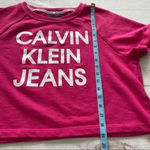 Calvin Klein Jeans White logo cropped sweatshirt womens size Lg Photo 10