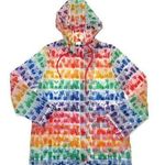 Disney NWT Parks Hooded Rain Jacket in Clear Rainbow Treats Castle Zip Coat M Photo 0