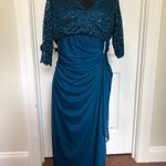 Betsy and Adam B&A by Women's Lace V-Neck Evening Dress Gown Blue Size 16 Photo 2