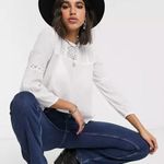 Only 🛍️ ASOS White Smock Top with Lace Insert Blouse Size 34 EU or US 2 Photo 1