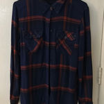 BDG Urban Outfitters Navy Plaid Button Down M Boho Cabincore Fisherman Western Photo 0