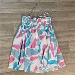 ASOS  smocked tank Dress Pink Blue abstract print sz 4 petite Photo 3