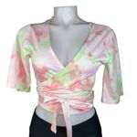 Fabletics  Laila Wrap, cropped floral pink, white green, peach Top Size M new Photo 0