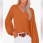 Amazon XUZHU Womens Tunic V Neck Blouse Long Sleeve Loose Fit size Medium NWT Photo 2