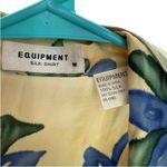 Equipment  Women’s M Long Sleeve‎ Silk Shirt Butter Yellow Blue Floral Tropical Photo 1