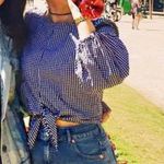 AQUA Cropped Long Sleeve Tie Top Photo 1