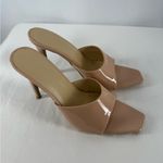 Wild Diva‎ Lounge Vegan Leather Square Open Toe Stiletto Heeled Pump in Tan Sz 8 Photo 1