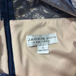 JACKIE JON Couture Navy & Nude Lace & Sequin Midi Dress Embellished Waistline 4 Blue Photo 11
