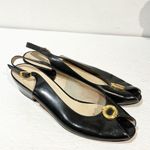 Salvatore Ferragamo  Peeptoe Slingback Sandals Patent ITALY Black Size 8.5B Photo 3
