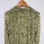 Joie  Button Front Shirt Womens Medium Green White Zebra Print Fairy Layered Photo 10