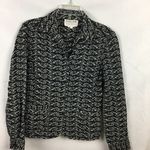 Oscar de la Renta  Black & White embroidered Long Sleeve Floral Print top 2 Photo 3