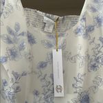 House Of Harlow 1960  White and Blue Floral Blouse, Small NWT Photo 2