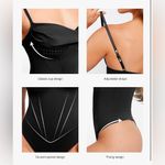 Popilush Corset Bodysuit for Women Tummy Control Shapewear Cowl Neck Tops Thong Black Size XXL Photo 3