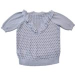 Ted Baker  Bernise Ruffled‎ Pointelle Knit Top Women's 2 Blue Career Dainty Fairy Photo 10