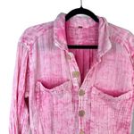 Free People Madrid Pink Double Cloth Guaze Button Down Onepiece Jumpsuit Small Photo 3