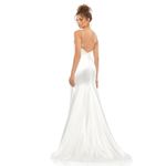 Mac Duggal  12428 White Charmeuse Rhinestone Strap Trumpet Gown 2 NEW Photo 1