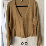 Free People Princess Sweater Gold Fuzzy Vneck Pullover S Photo 4