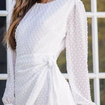 Lulus NWT Lulu’s Much Love White Swiss Dot Long Sleeve Tie-Front Mini Dress Size S Photo 0