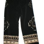 Womens Worth New York $498 16 USA Print Silk Pants Black Brown Wide Ethnic Borde Photo 0