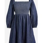 J.Crew Puff Sleeve Mini Dress Denim Blue Size XXS NEW Photo 0