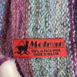 RARE Vtg. MELMAN 100% Alpaca Wool Pastel Rainbow Striped Scarf Made in Bolivia Photo 2