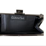 Gunne Sax  Black Pleated Leather Evening Clutch With Silver Chain Photo 2