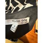 Studio One Womens Sleeveless Ruffle Collared Dress Black White Abstract M Career Size M Photo 3