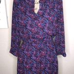 Daniel Rainn  Blue & Red Paisley Dress Pockets Lined Mandarin Collar Size Small Photo 0