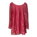 Anthropologie Pink Sequin Drape Back Mini Dress  Long Sleeve NEW with Tags 16W Photo 7