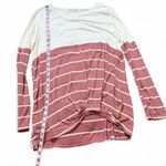 Vine & Love Pink‎ & White Striped Color Block Twist Front Top Photo 15