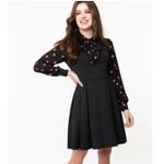 Smak Parlour Pumpkin Print Halloween Dress Women's Small Black Retro Whimsigoth Photo 3