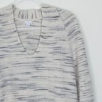 Pure Jill Striped V Neck Long Sleeve Tunic Sweater Cream Gray Size S Casual Cozy Photo 1