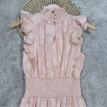 Rebecca Taylor Silk Blend High-Smocked Floral Fil Coupé Midi Dress Blush Pink 2 Photo 6