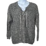 Aerie  Gray Chunky Knit XL Sweater Confetti Threads Lace-Up Pullover Photo 13