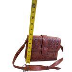 Flores Mexican womens handcrafted Tooled brown Leather Crossbody Bag SKU8095 Photo 5