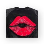 Lauren Moshi HTF: new  ᨎ Trishelle Bandana Lip Satin Bomber Jacket ᨎ Black Large Photo 8