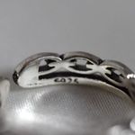 Source Unknown NWOT Trendy S925 Sterling Chunky Chain Design Smiley Face Size 7 Cuff Ring Photo 2