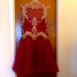 Embroidered Fit & Flare Dress Red Size XL Photo 2