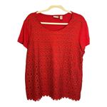  Blouse Women's Size XL Lace Eyelet‎ Office Business Red Chicos 3 Photo 0