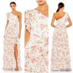 Mac Duggal  55810 Womens Floral Ruffle One Shoulder Gown Dress Photo 2