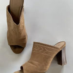 Madden Girl Shoes Womens Size 8.5 Tan Billii Block Heel Mule Sandals Peep Toe Photo 0